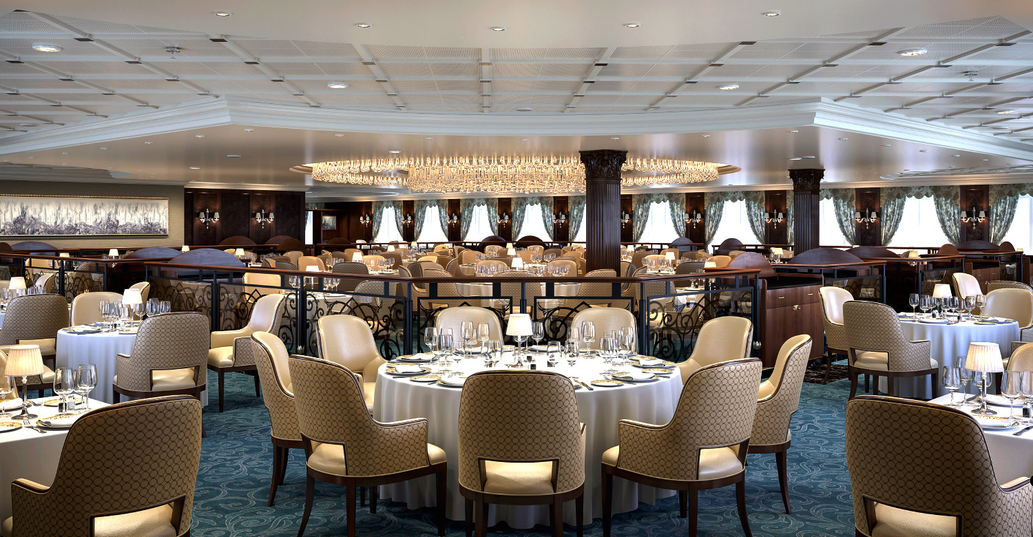 Grand dining hall at Oceania's Insignia/Regatta ship.