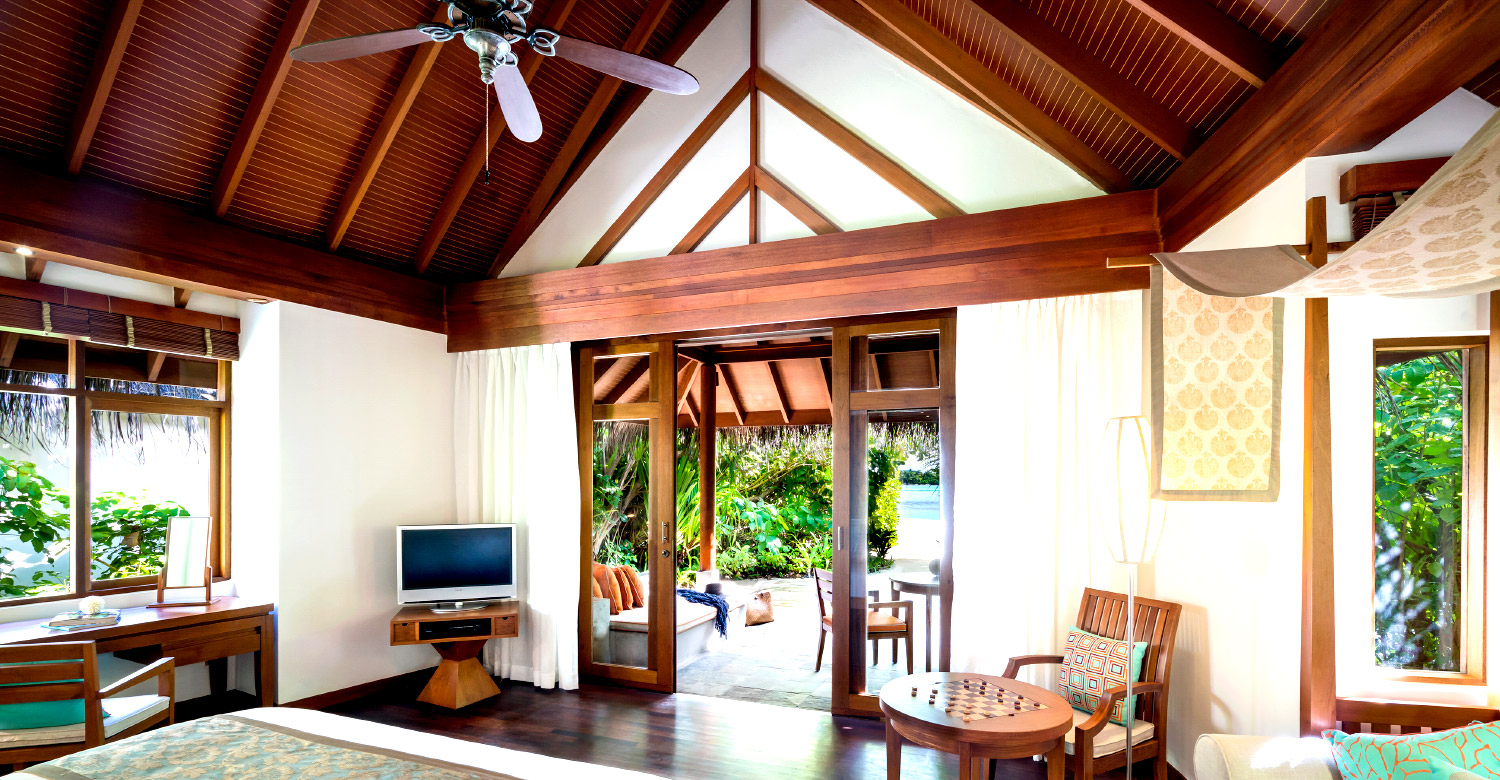 Interior of Anantara Dhigu's Sunrise Beach Villa.