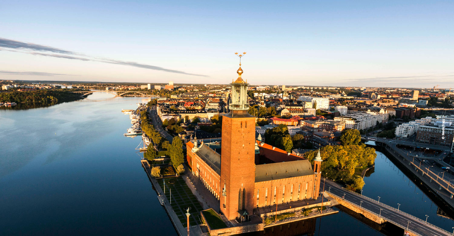 Stockholm City Hall with its iconic spire