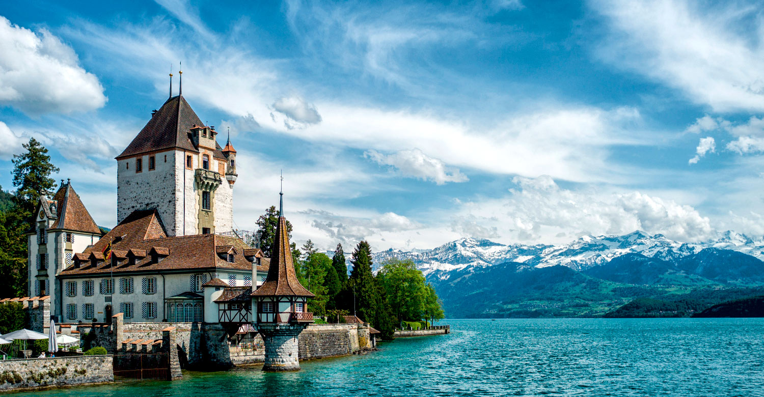 Oberhofen Castle at Lake Thun, Bernese Oberland.