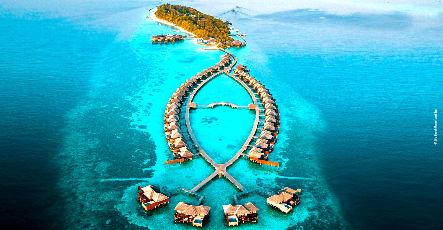 Aerial shot of Lily Beach Resort & Spa.