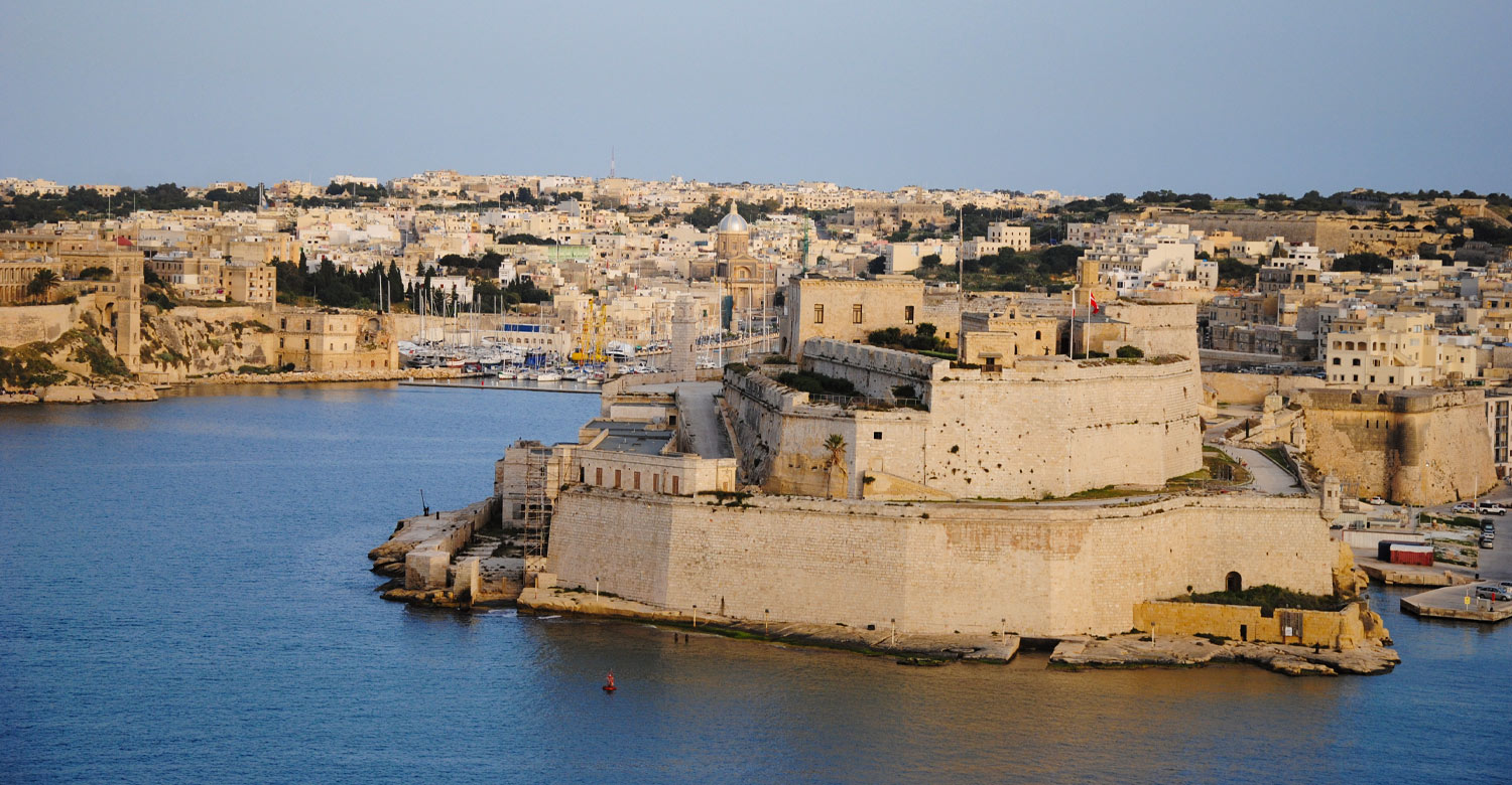 Fort Saint Angelo located at the centre of the Grand Harbour