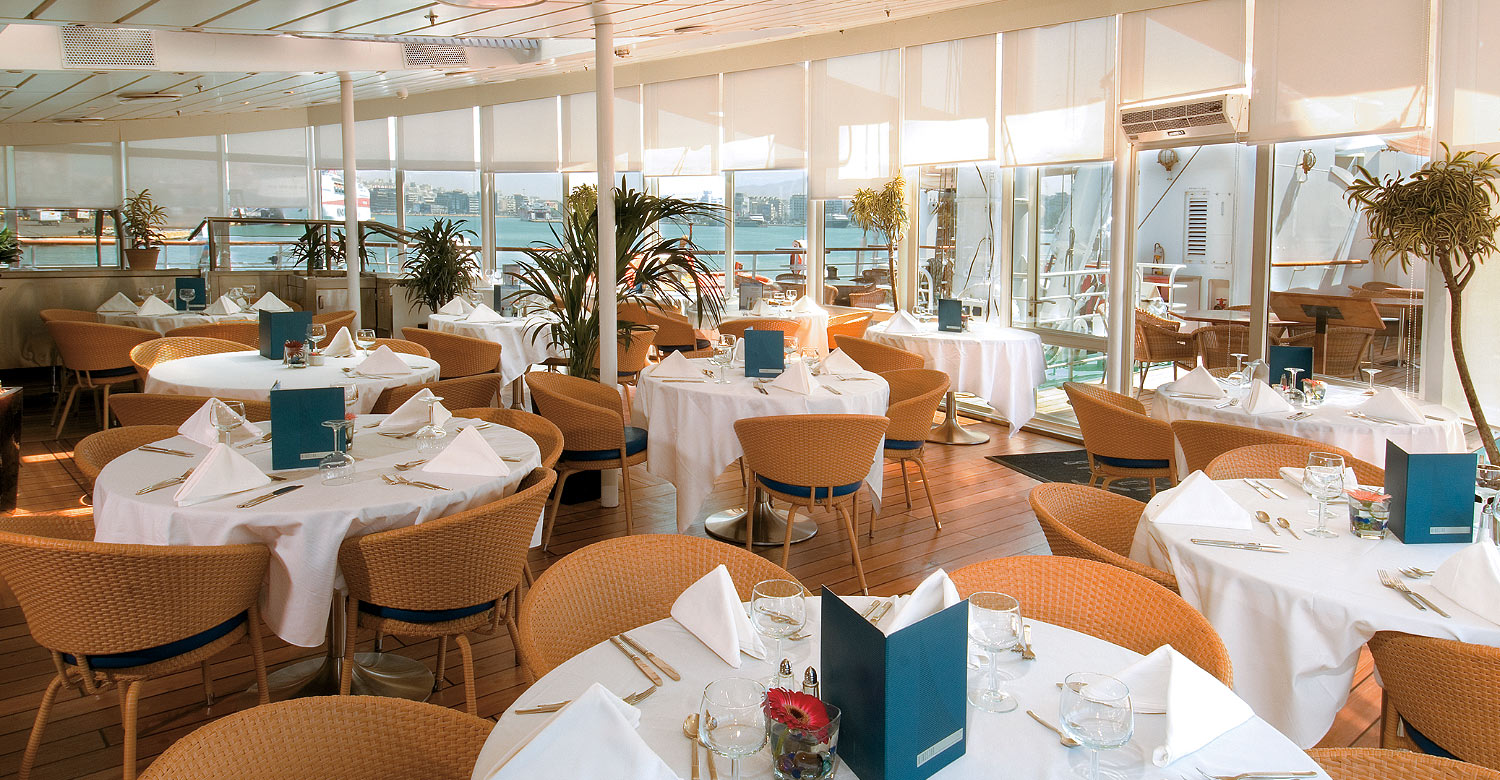 Interior of luxury ship Wind Spirit.