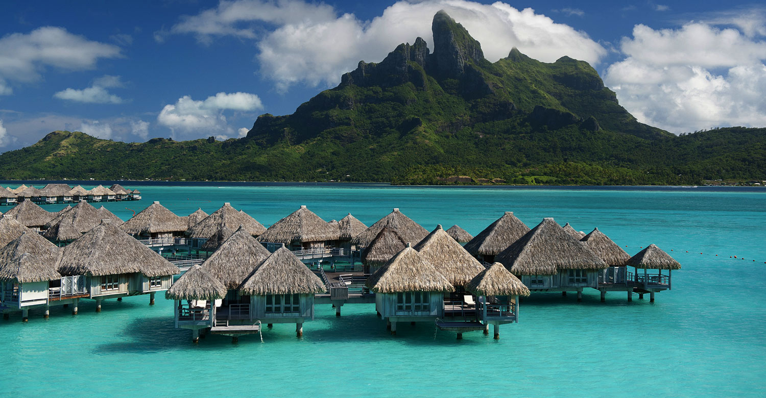 Overwater villas of St. Regis Bora Bora Resort