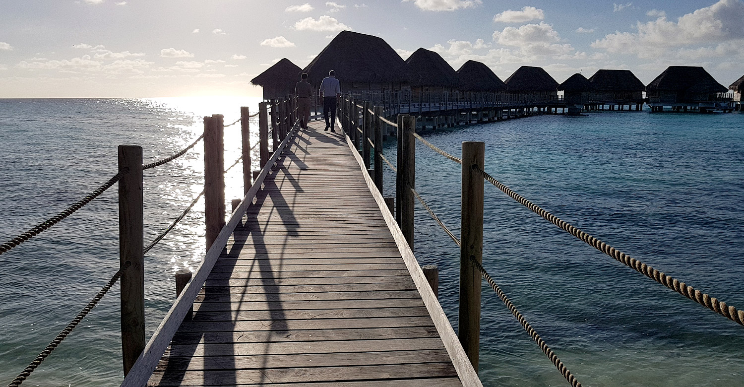 Overwater wooden pathway at Tikehau