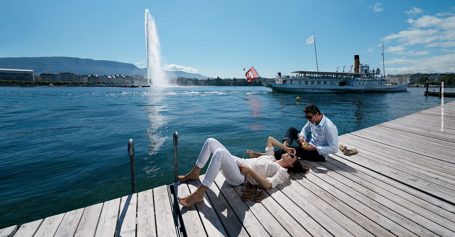 Jet d'Eau in Geneva, Switzerland.