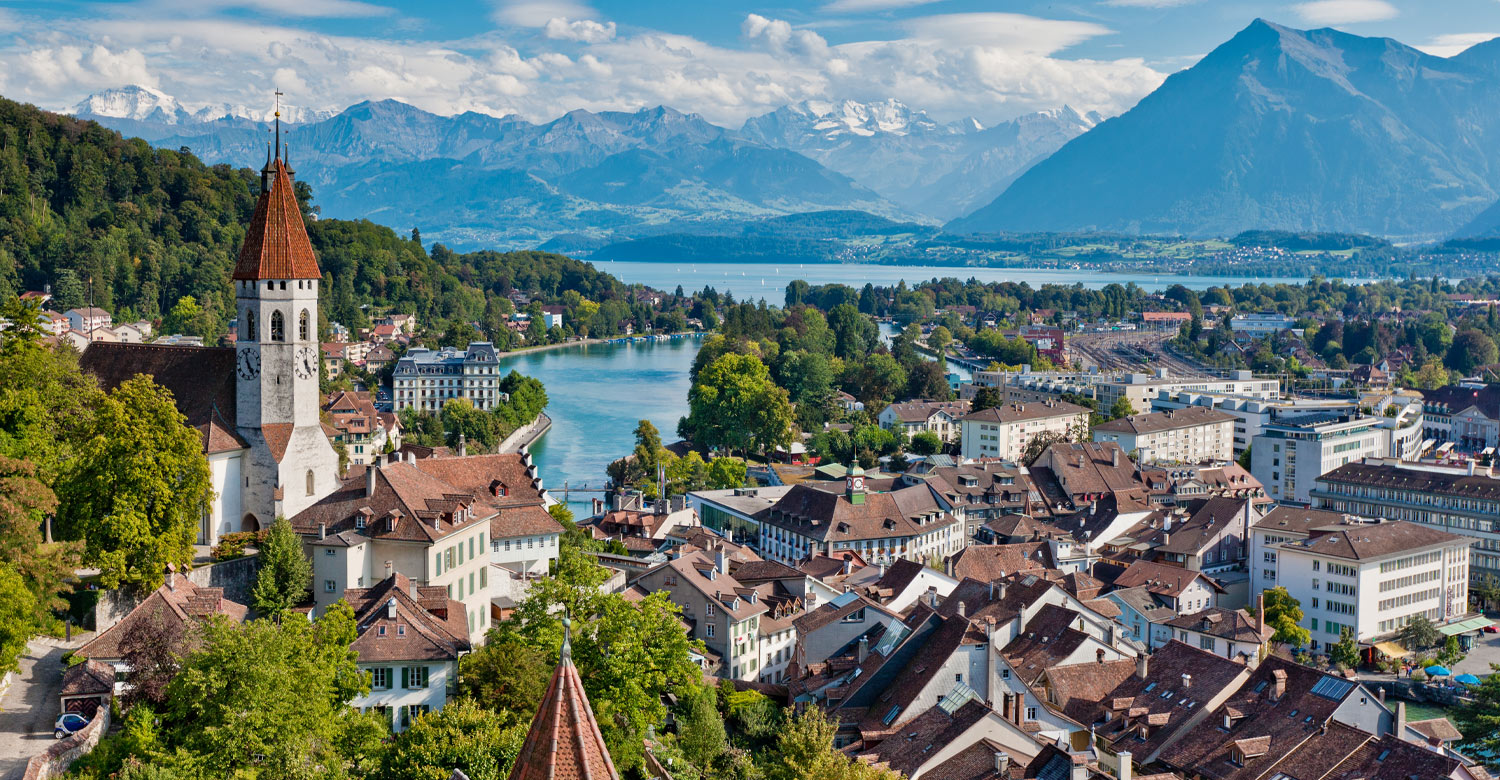 A beautiful town in Bernese Oberland beside Lake Thun