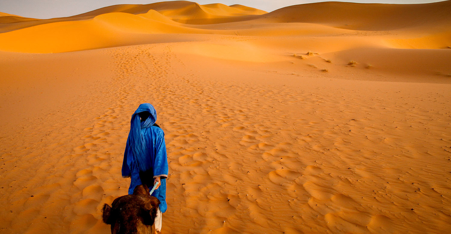 Berber guide on the Merzouga sand dunes.