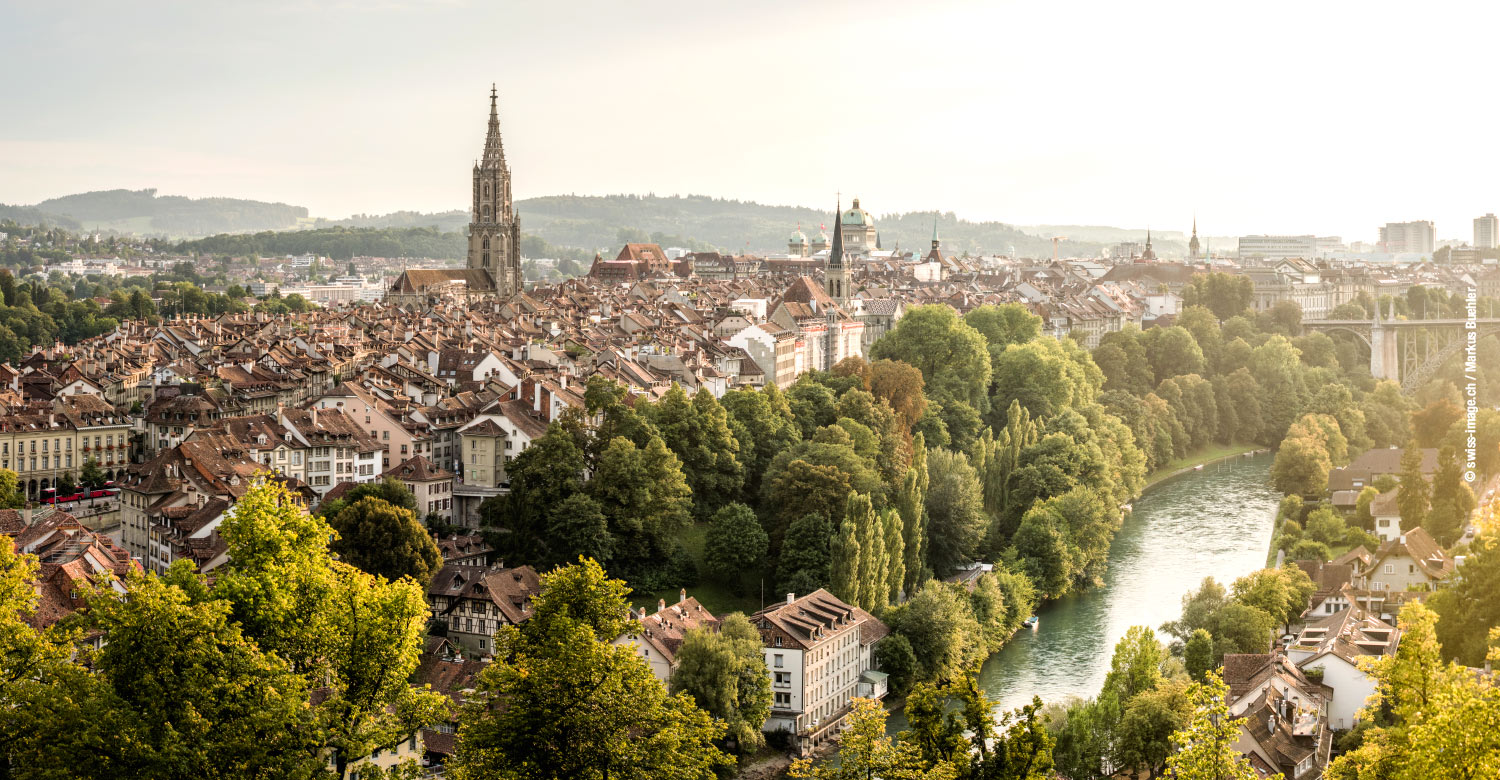 Bern, a city surrounded by Aare river.