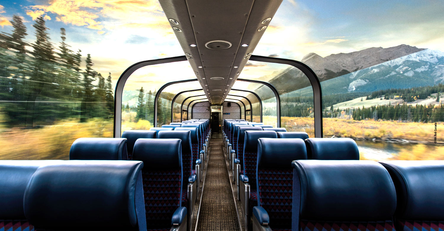 Get closer to the beauty of Canada with VIA Rail's panoramic dome car.