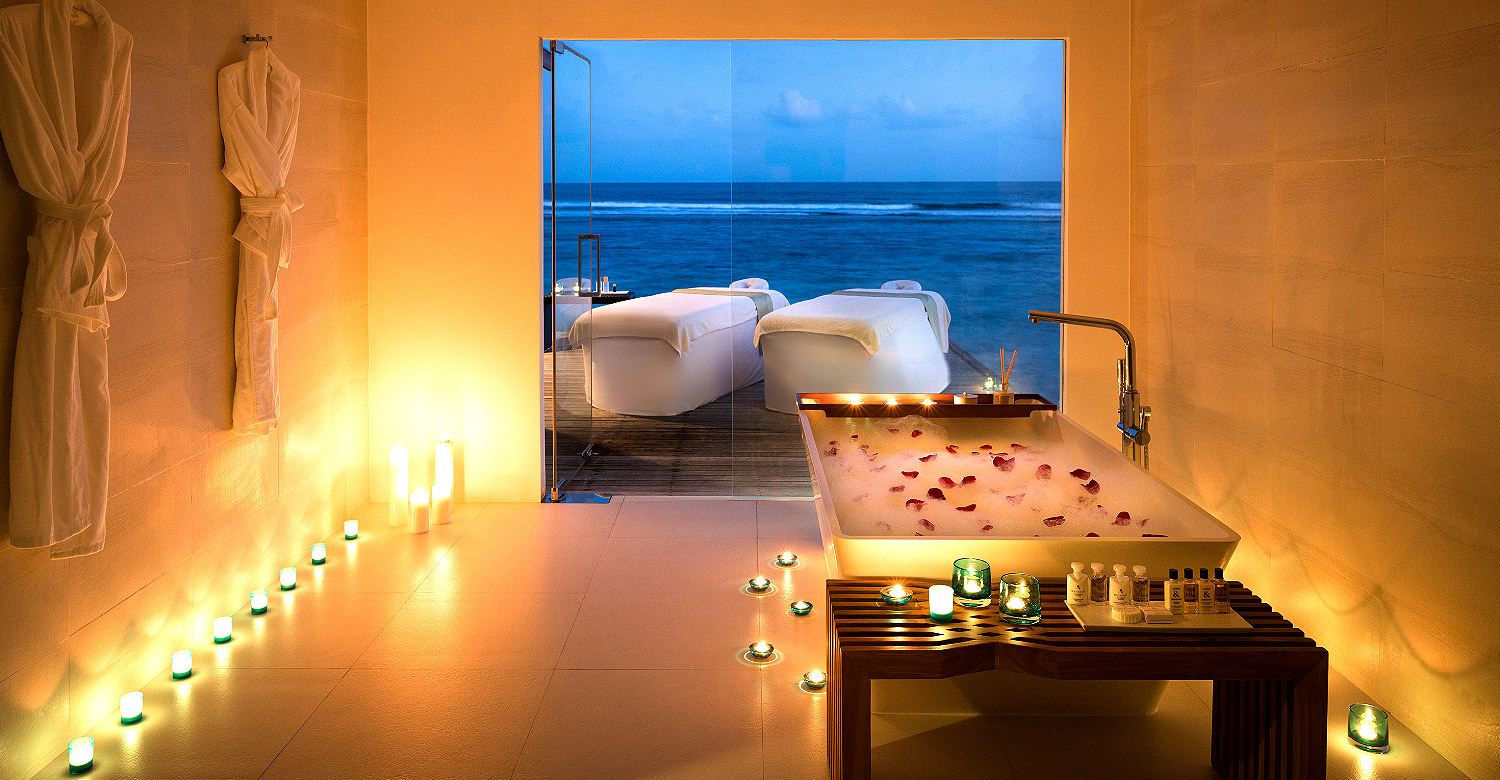 Niyama Private Islands' spa overlooking the sea.