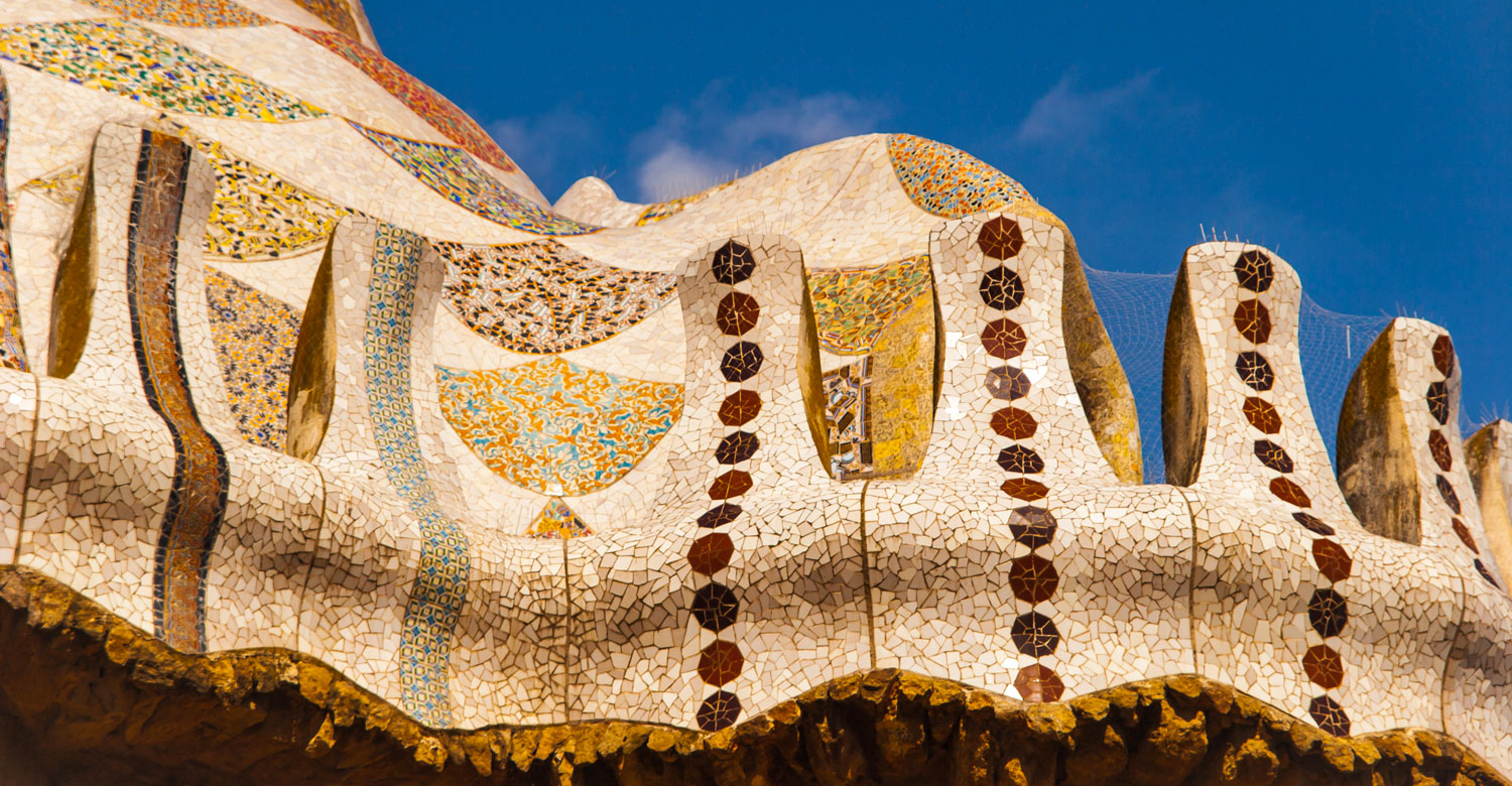 Mosaic-covered structure at Park Güell
