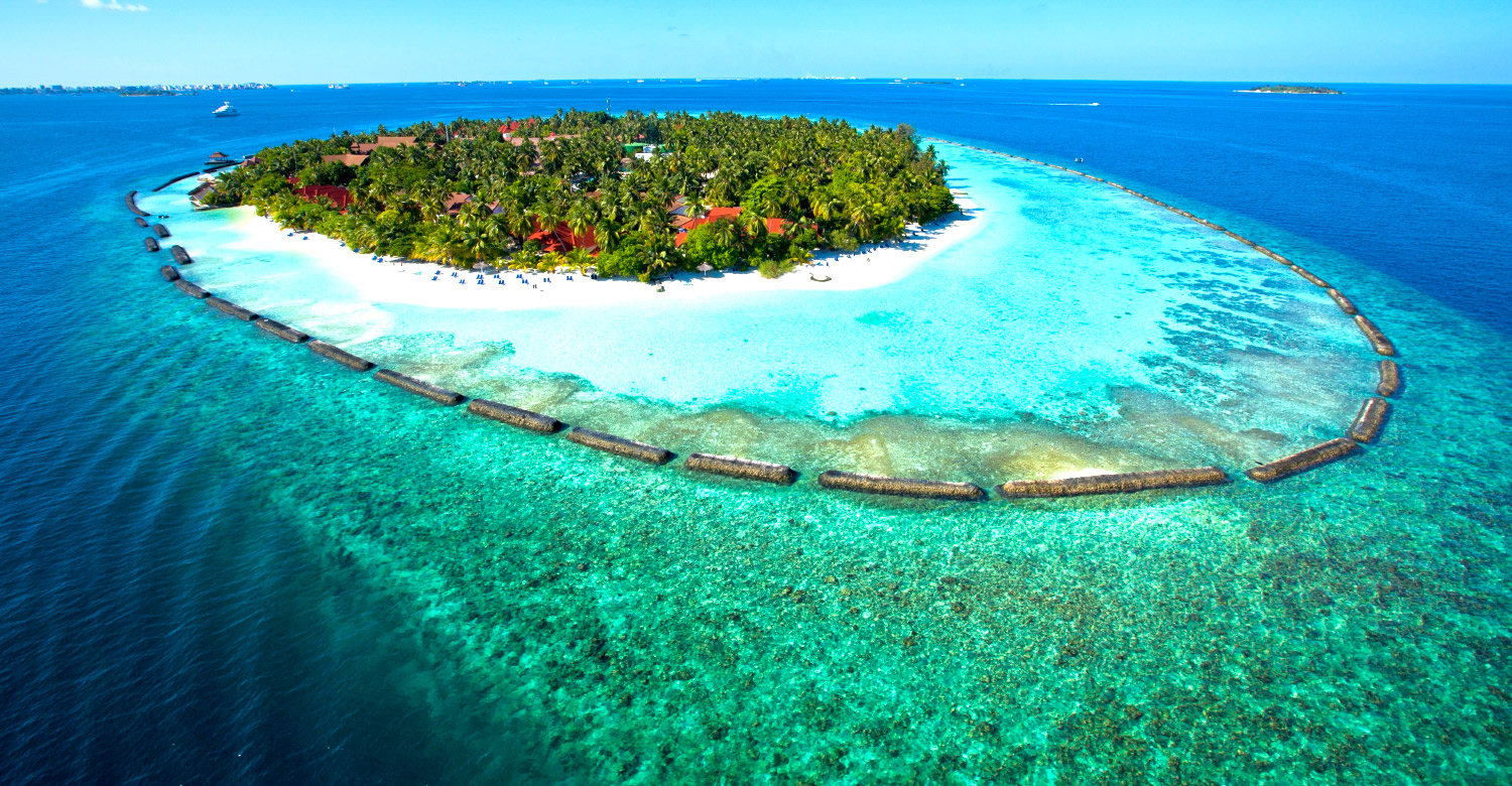 Aerial view of Kurumba Maldives.
