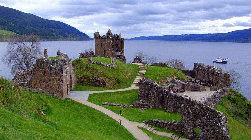 The Urquhart Castle in the Highlands of Scotland
