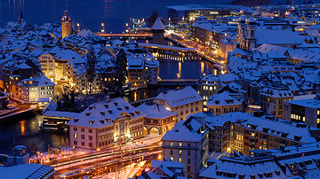 Winter night in Lucerne, Switzlerand