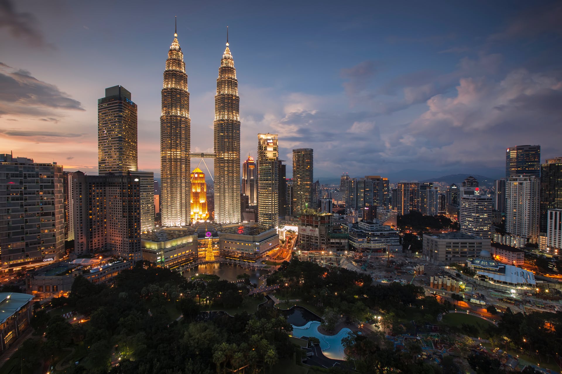 nighttime view of the Kuala Lumpur skyline