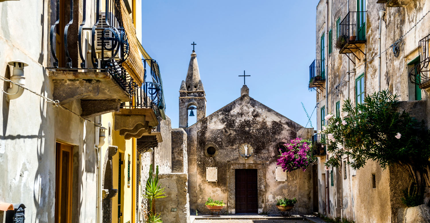 Authentic old town church in Lipari.