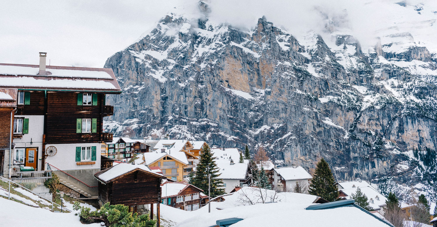 Murren village during winter