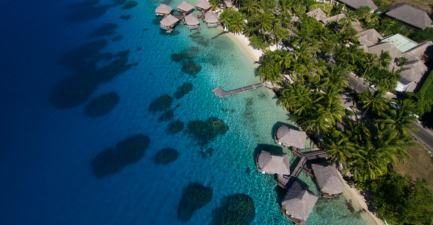 Aerial shot of Le Maitai Polynesia Bora Bora