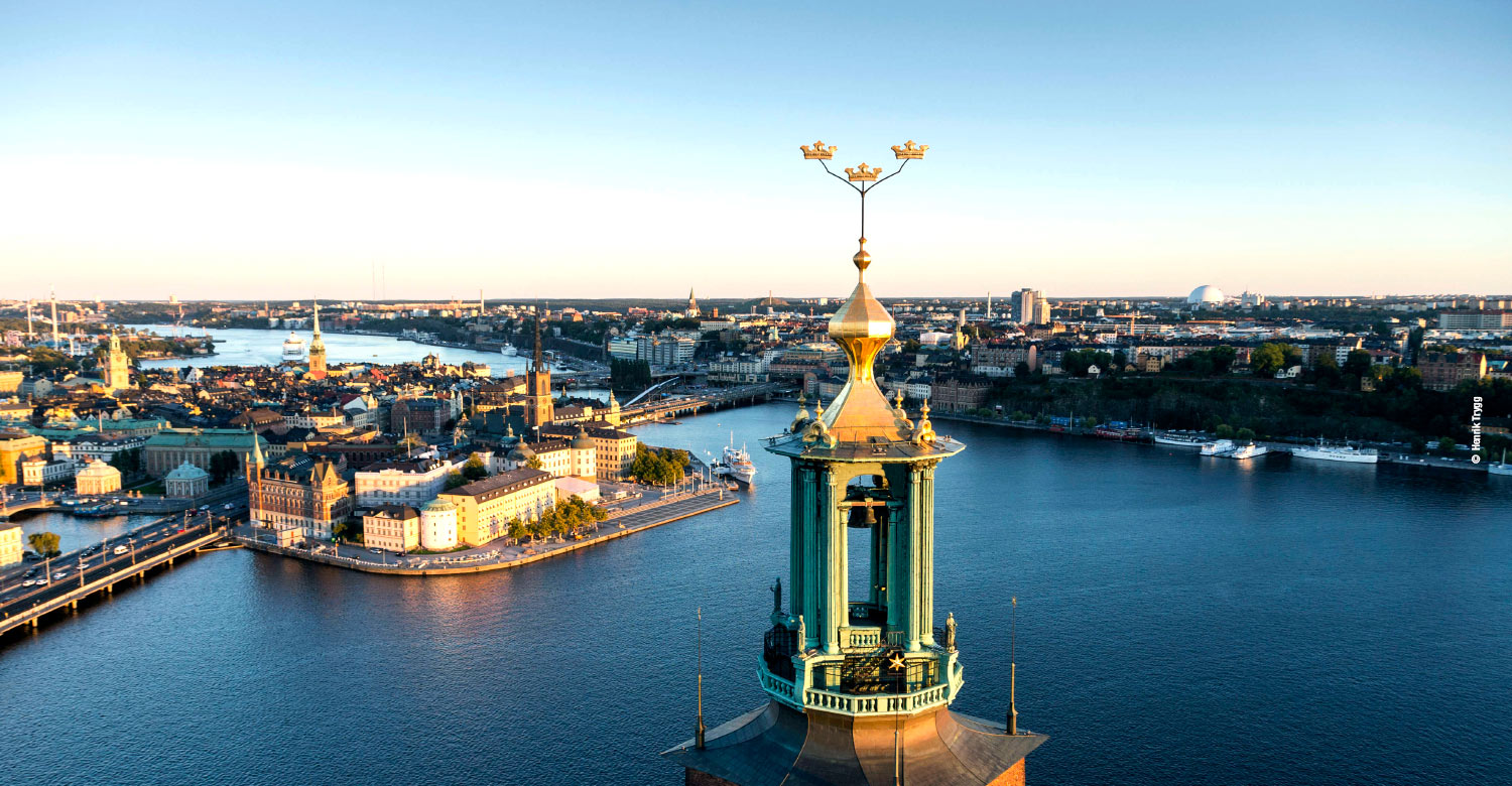 Stockholm City Hall with its iconic spire