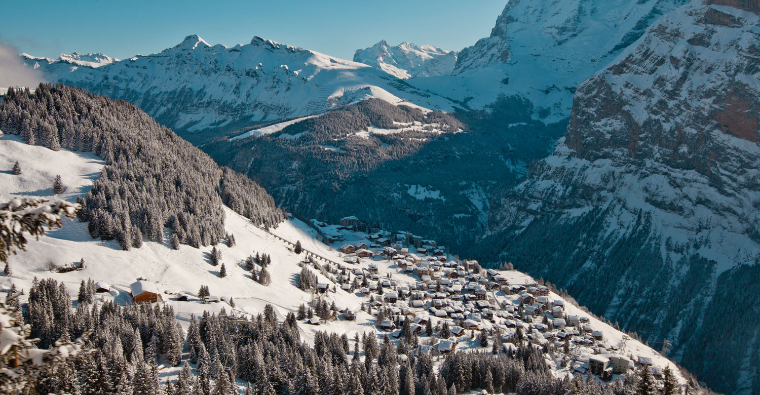 Mürren, a Swiss mountain village at the foot of the Schilthorn peak