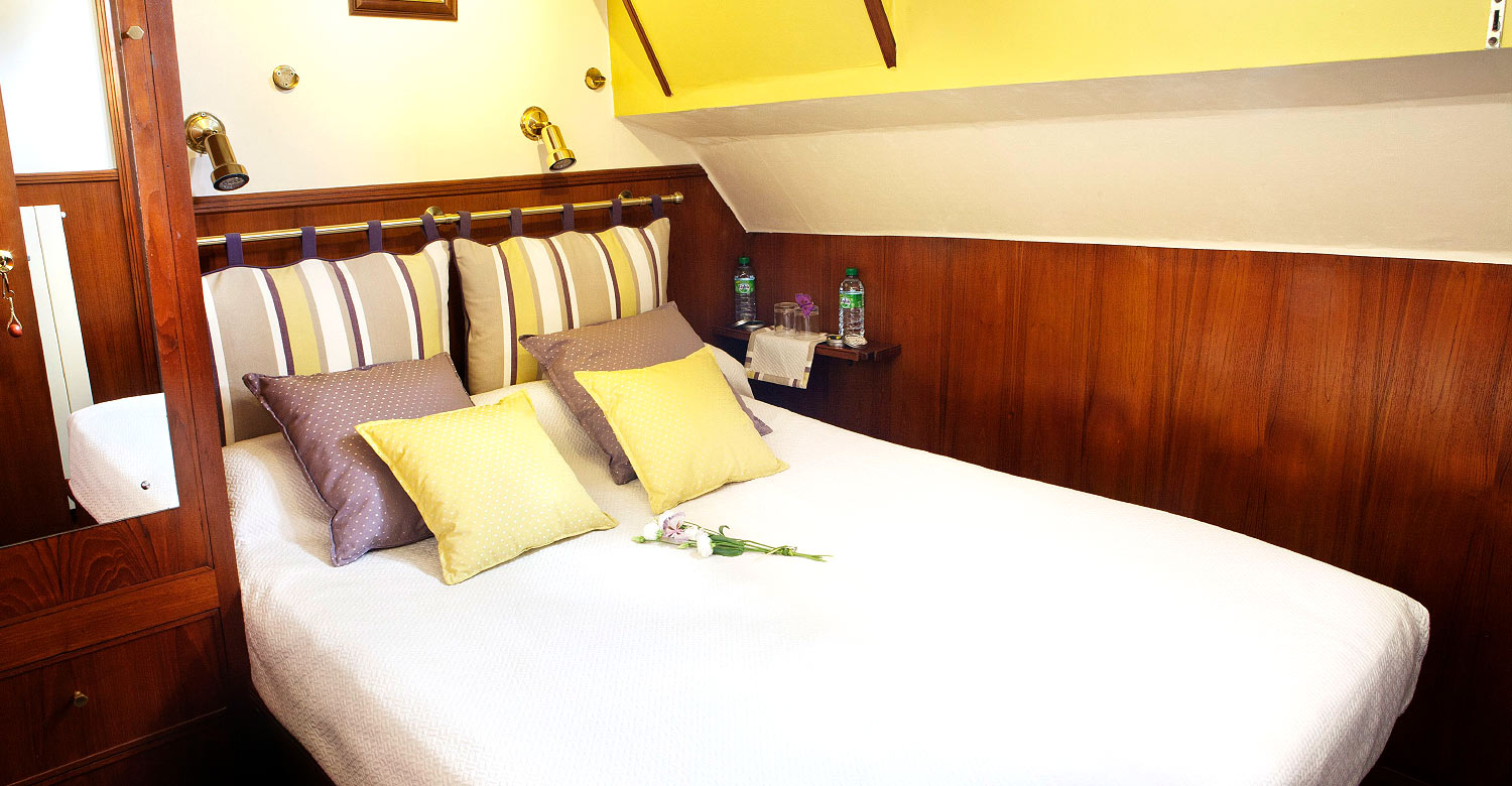 Stylish cabin of Rosa barge.
