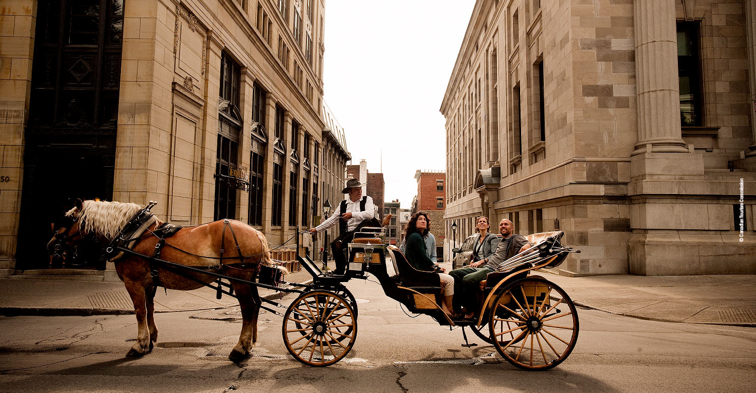 Horse-drawn carriage on Old Montreal
